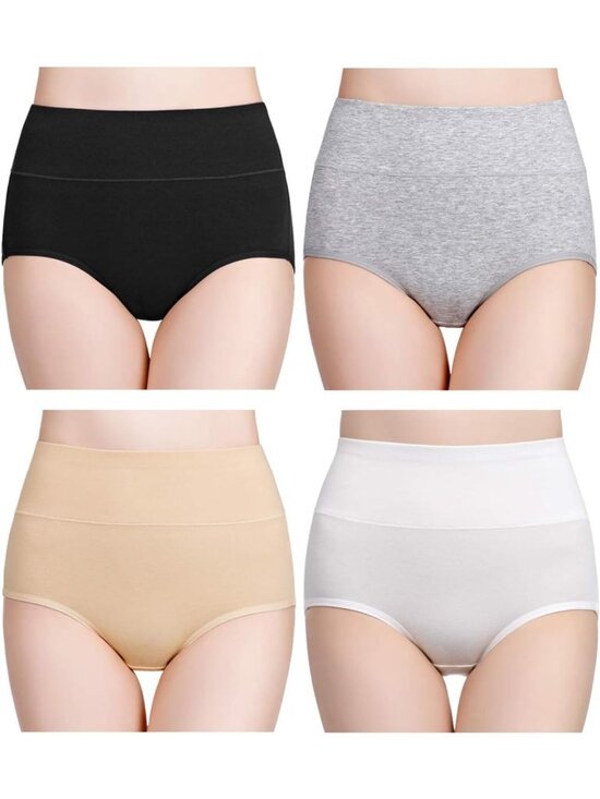 Other - High Waisted Cotton Briefs for Women - Full Coverage Underwear 4 Pack, Plus Size